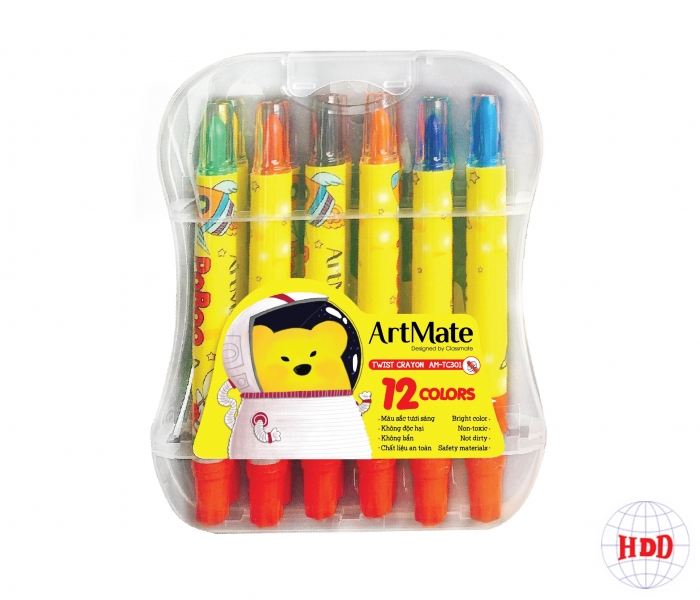 Chì màu sáp 12M, AM-TC301, ngắn (vặn)